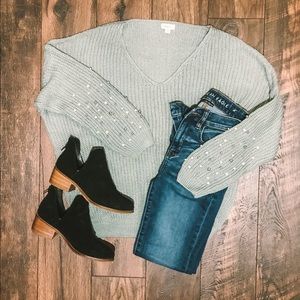 Beaded Sleeves Sweater